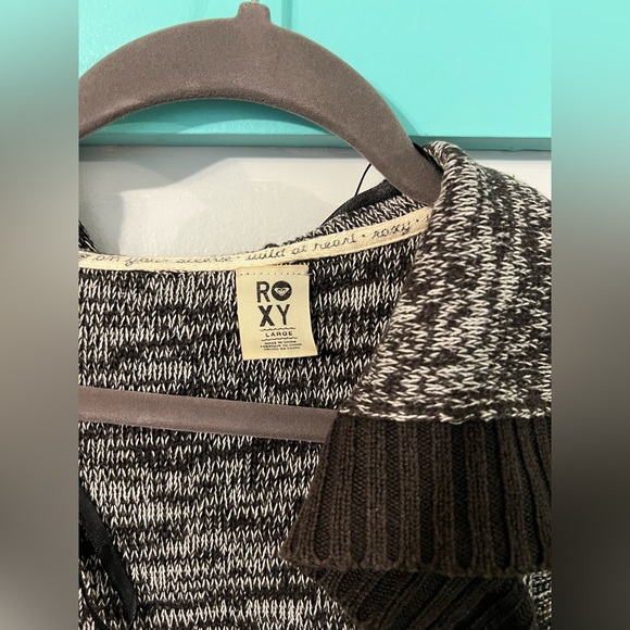 Roxy Longline Open-Front Duster Cardigan – Black/Navy/Cream – Size Large - Picture 5 of 5